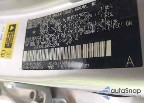 2010 Toyota Highlander Se V6 z USA, uszkodzony, nr VIN 5TDJK3EH0AS033559